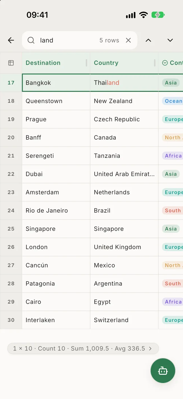 The search field with 5 matching rows and the first match highlighted